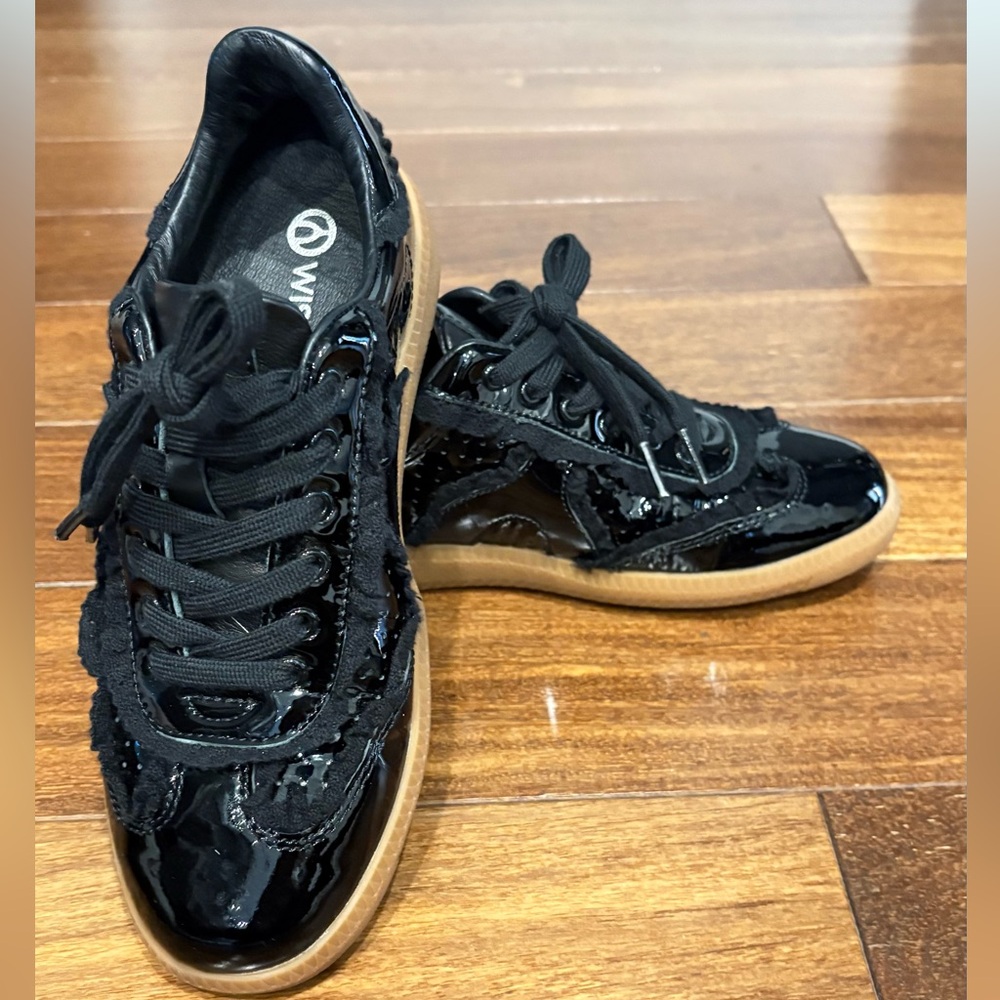 Women's Black Patent Leather Sneakers